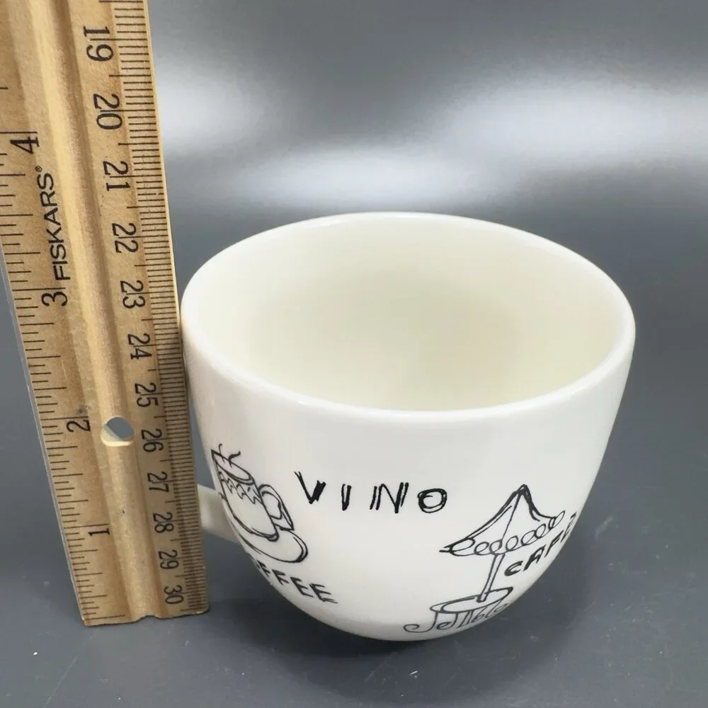 Pier 1 ENGLAND‎ ANGLETERRE Ceramic Teacup And Saucer Set Vino Coffee Black White